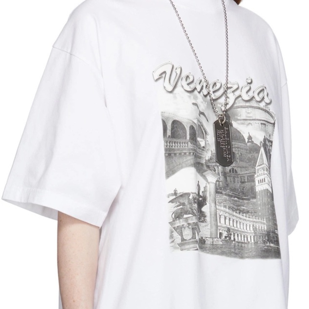 Balenciaga White Venezia Graphic Tee